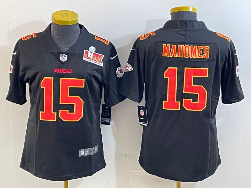 Youth Kansas City Chiefs #15 Mahomes Black 2025 Nike Vapor Limited NFL Jersey style 2